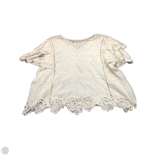 Blouse Short Sleeve By Solitaire In Cream, Size: 3x