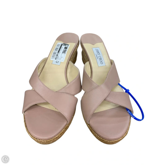 Sandals Luxury Designer By Jimmy Choo In Beige, Size: 12