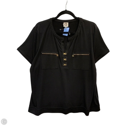 Top Short Sleeve By Anne Klein In Black, Size: 2x