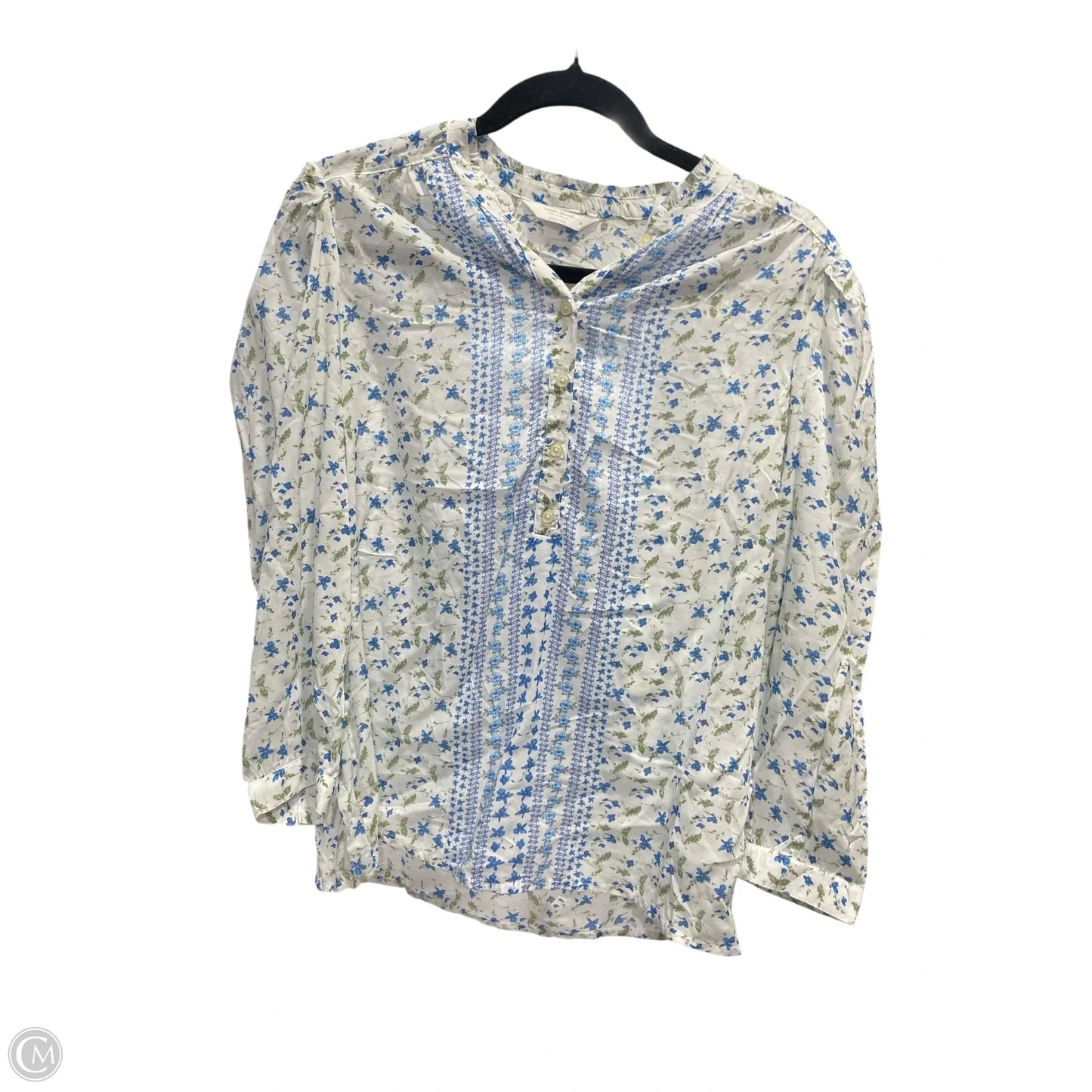 Blouse Long Sleeve By Lucky Brand In Floral Print, Size: M