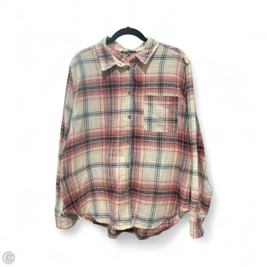 Top Long Sleeve By Love Tree In Plaid Pattern, Size: L