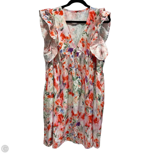 Dress Casual Short By Shein In Floral Print, Size: 1x
