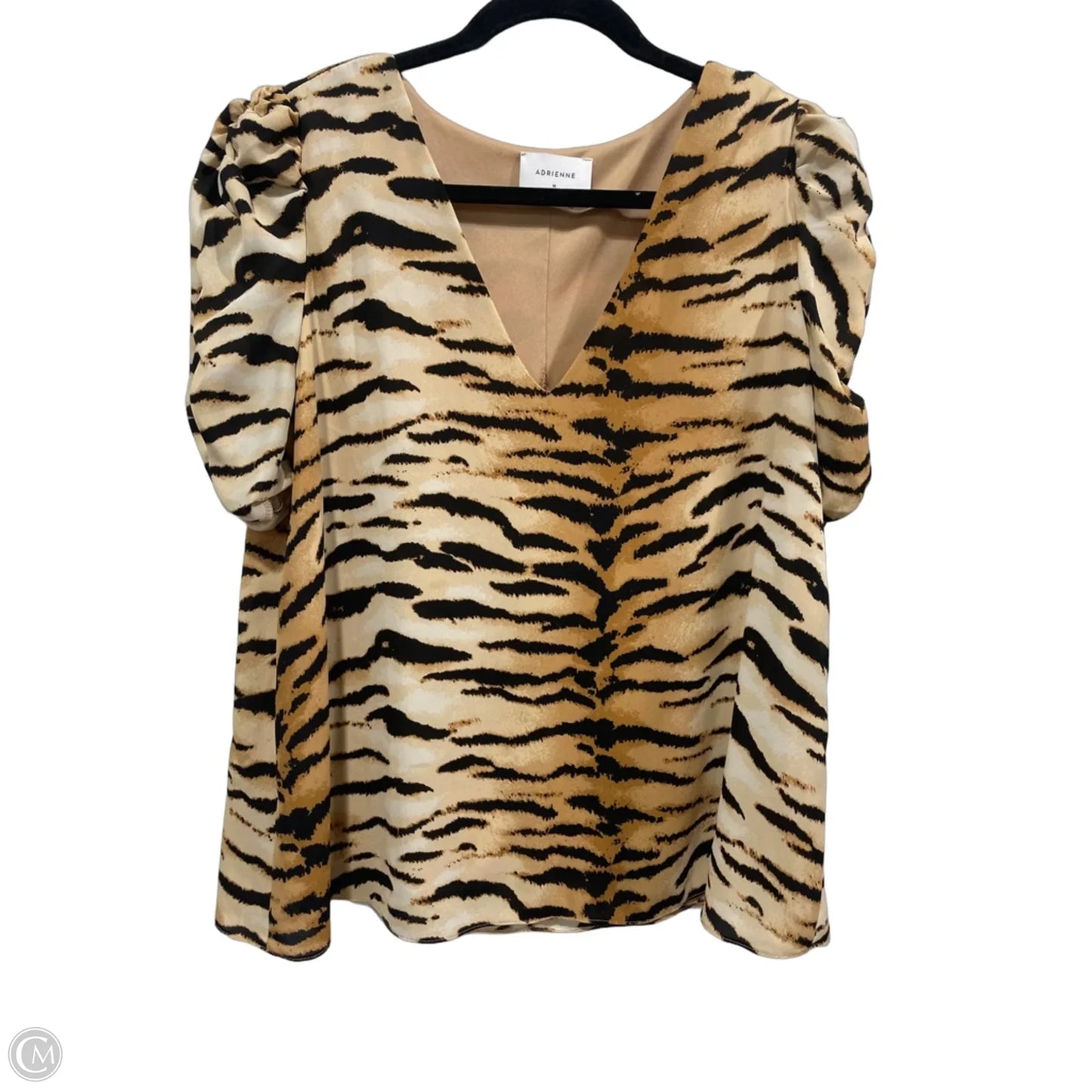 Blouse Short Sleeve By Adrienne In Animal Print, Size: M