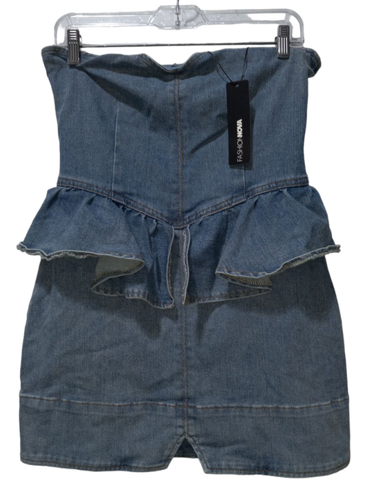 Blue Denim Dress Casual Short Fashion Nova, Size M