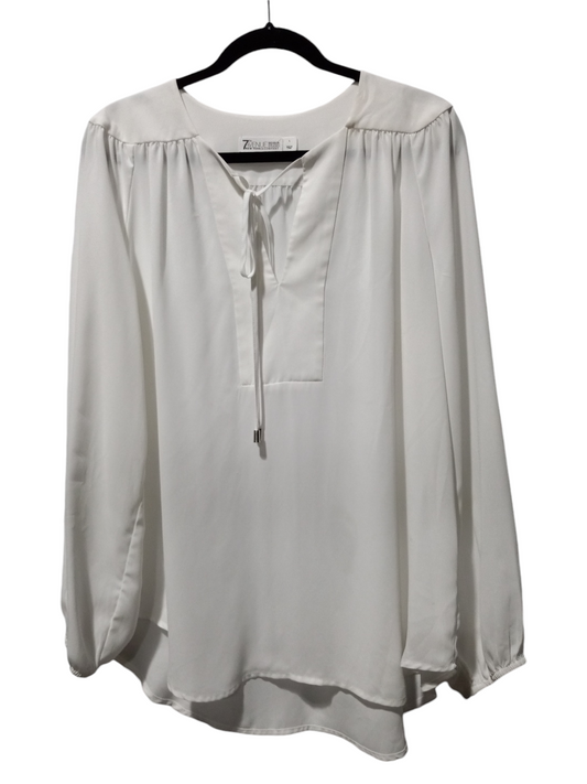 Blouse Long Sleeve By New York And Co In White, Size: L