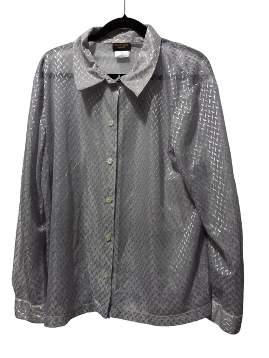 Top Long Sleeve By Clothes Mentor In Silver, Size: 1x