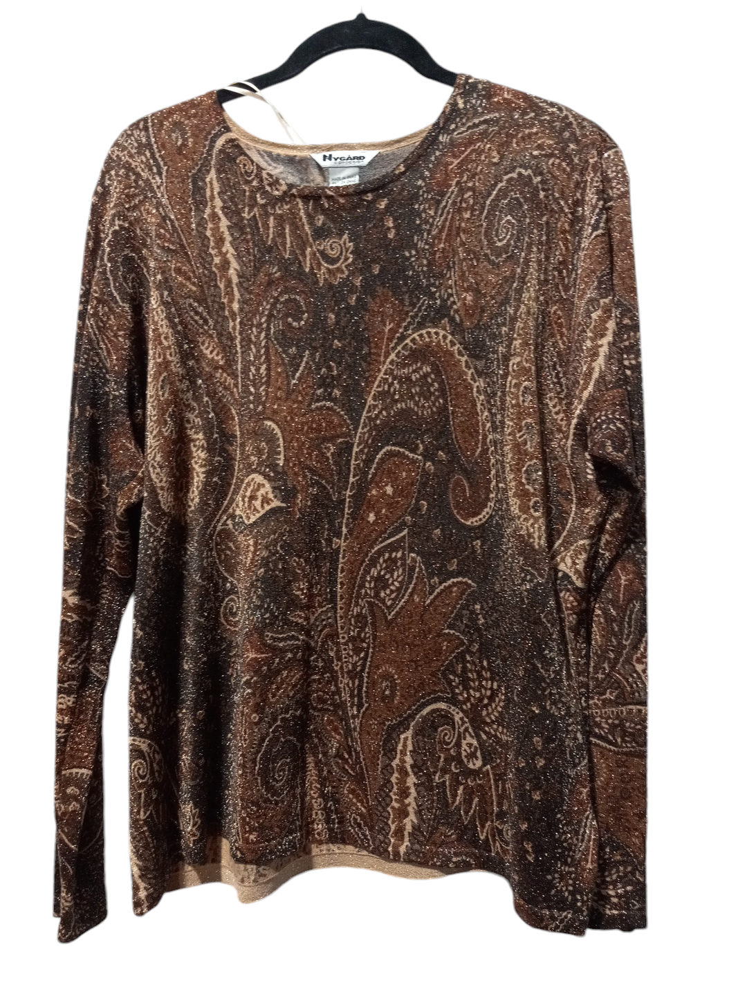 Top Long Sleeve By Nygard Peter In Black & Gold, Size: Xl