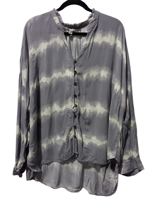 Blouse Long Sleeve By Cato In Purple & White, Size: 2x