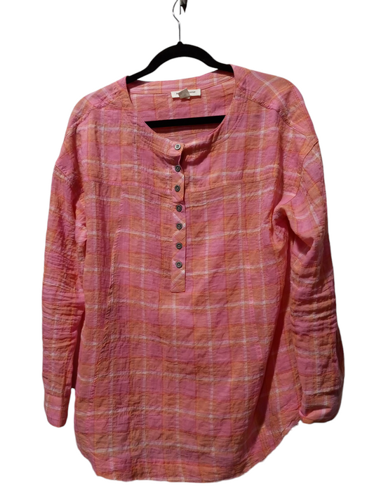 Top Long Sleeve By Beachlunchlounge In Plaid Pattern, Size: M