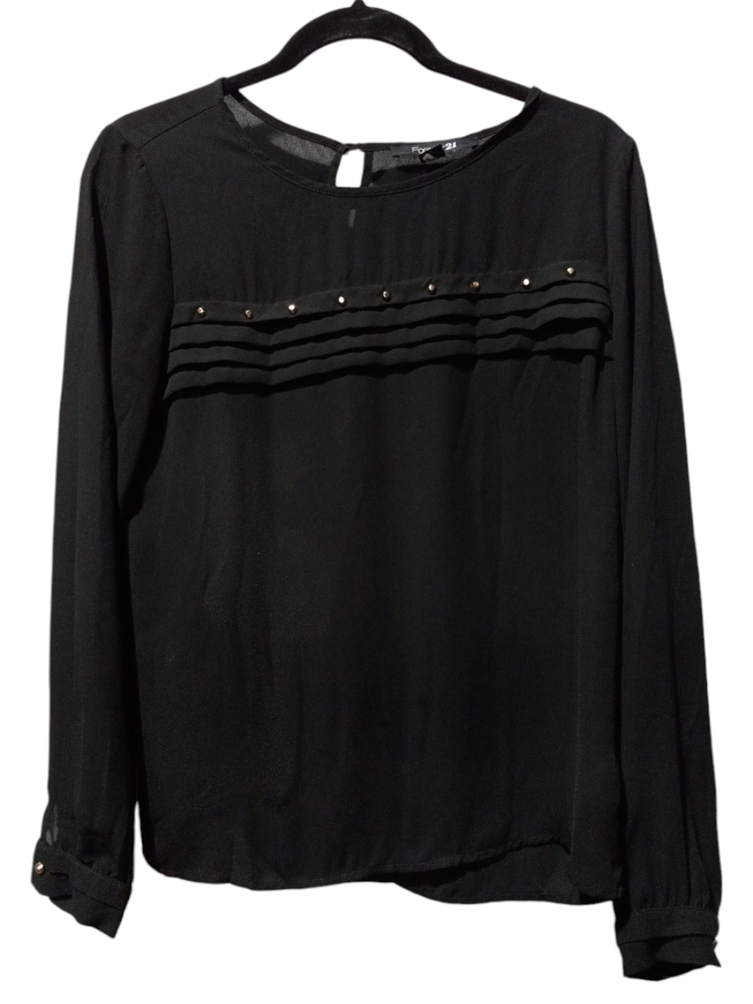 Blouse Long Sleeve By Forever 21 In Black, Size: S