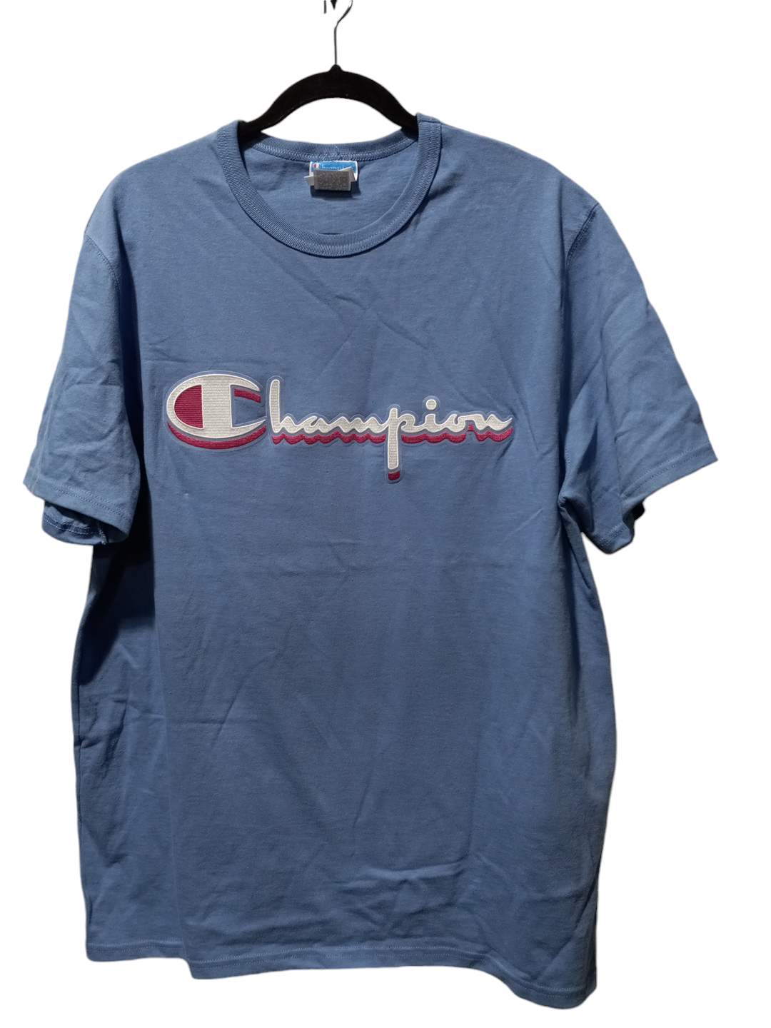 Top Short Sleeve By Champion In Blue, Size: L