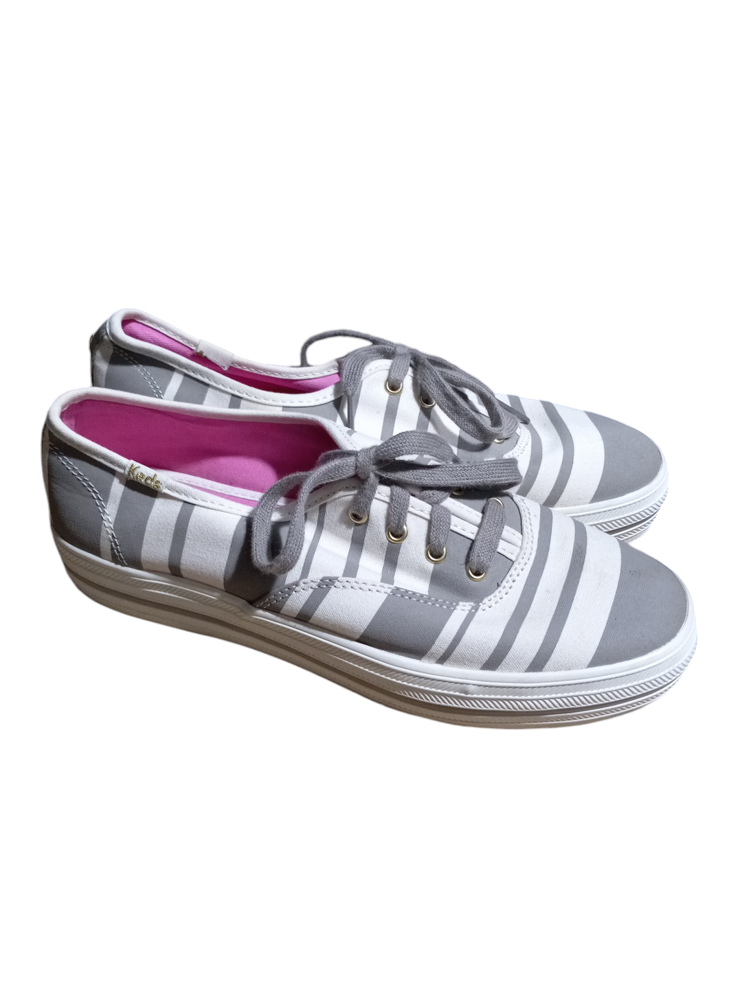 Shoes Sneakers By Kate Spade In Grey & White, Size: 7.5