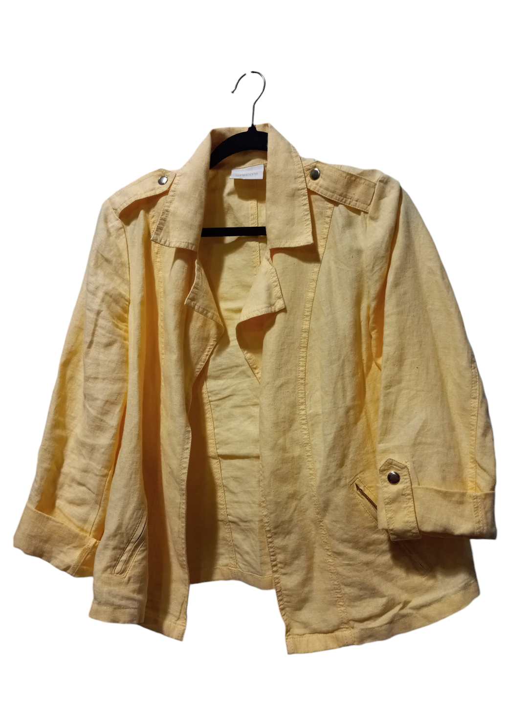 Jacket Shirt By Chicos In Yellow, Size: Xl