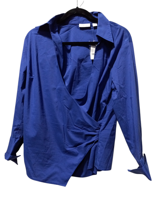 Blouse Long Sleeve By New York And Co In Blue, Size: L