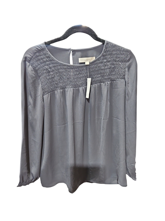 Blouse Long Sleeve By Loft In Grey, Size: S