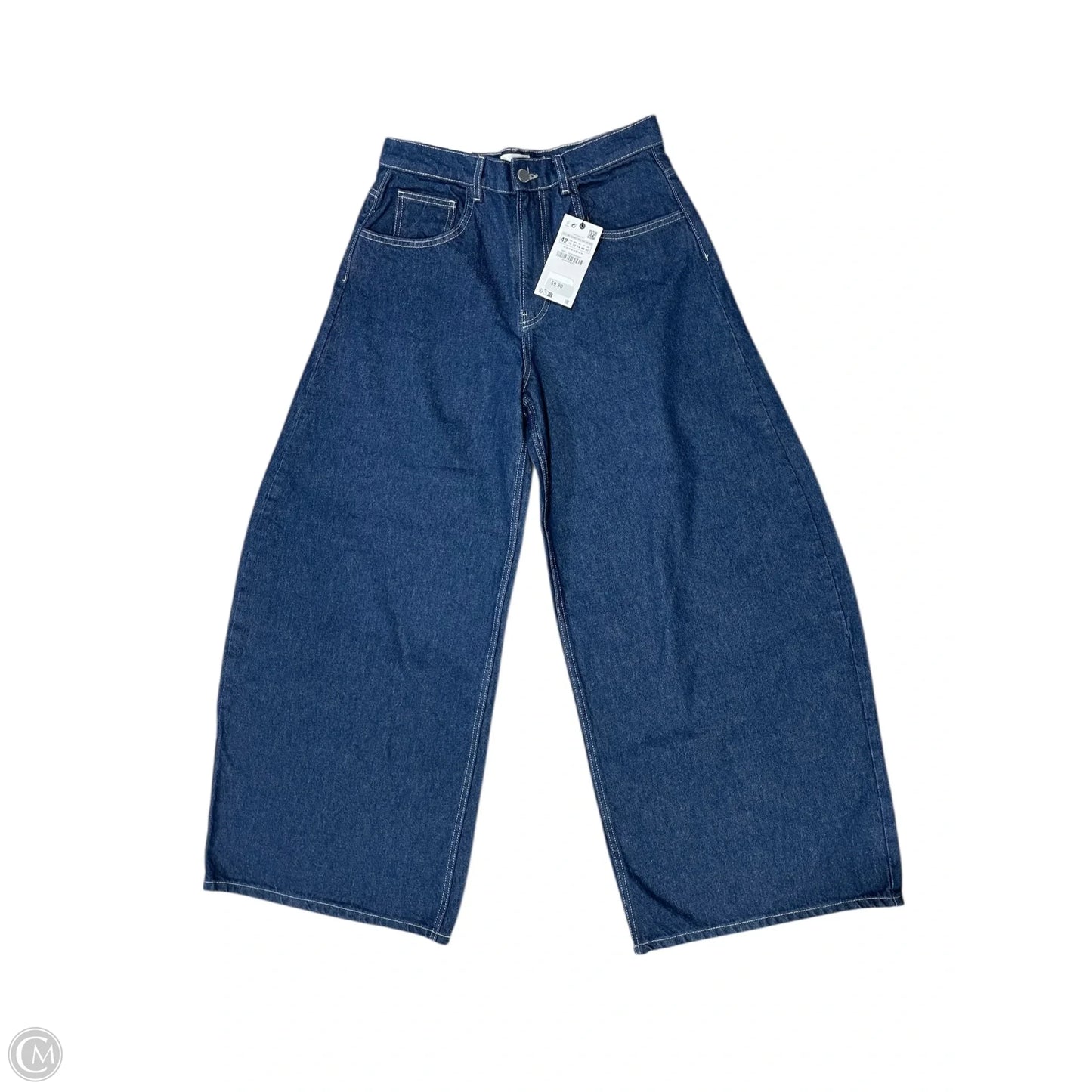 Jeans Wide Leg By Zara In Blue Denim, Size: 10