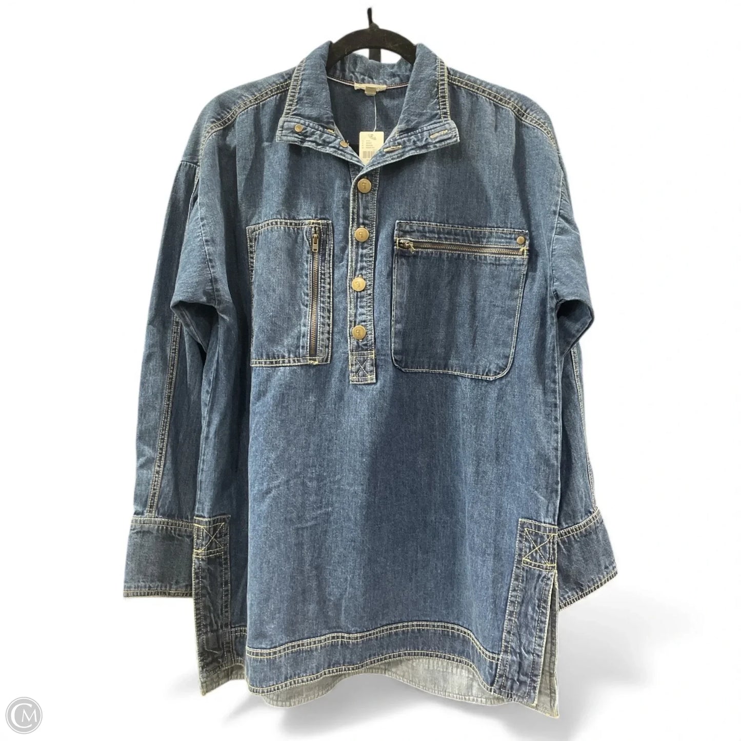 Tunic Long Sleeve By Pilcro In Blue Denim, Size: Xxs