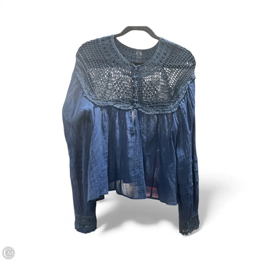Blouse Long Sleeve By Free People In Blue, Size: Xs