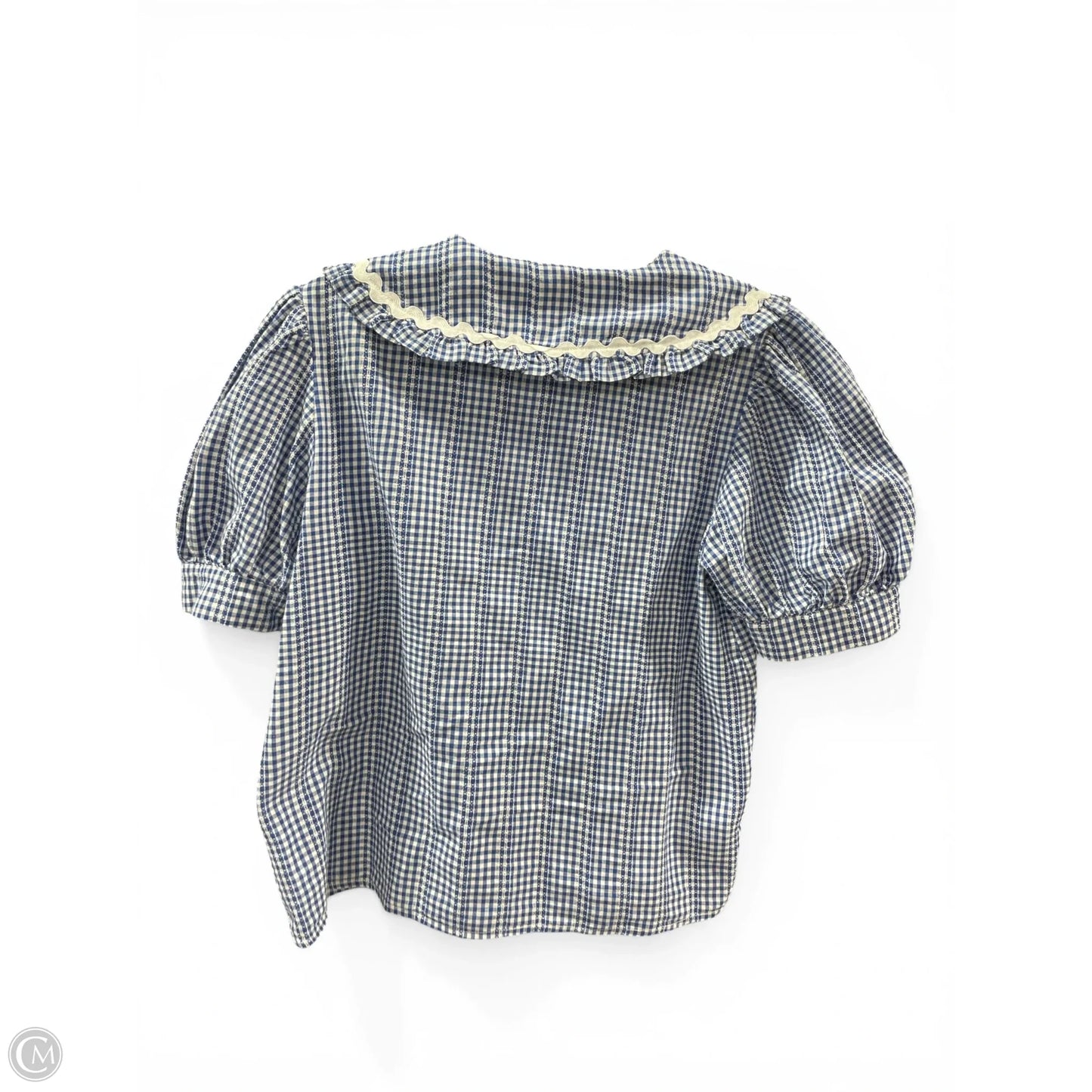 Blouse Short Sleeve By English Factory In Checkered Pattern, Size: S