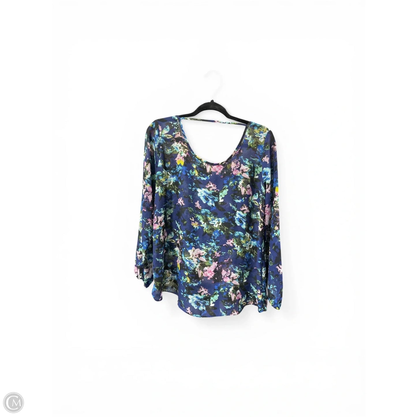 Blouse Long Sleeve By Charming Charlie In Floral Print, Size: M