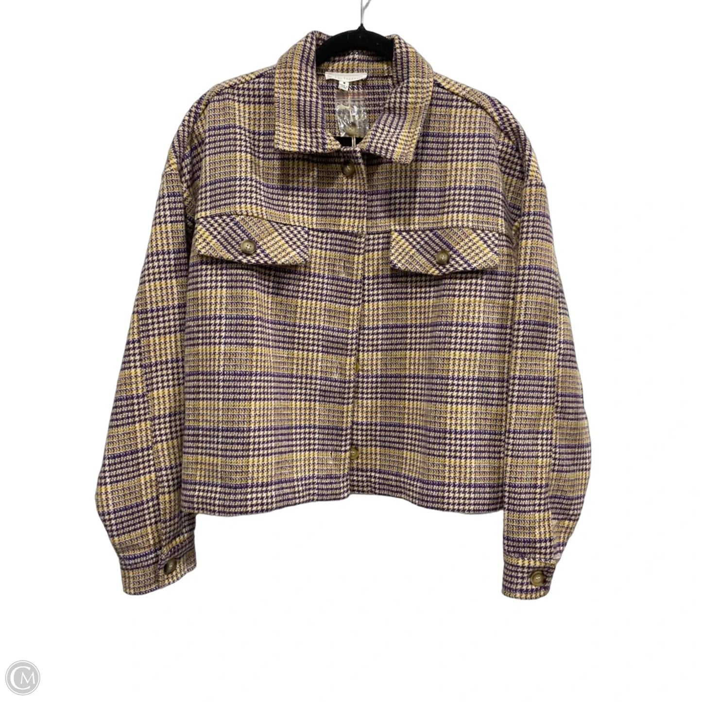 Jacket Shirt By Clothes Mentor In Purple & Yellow, Size: M
