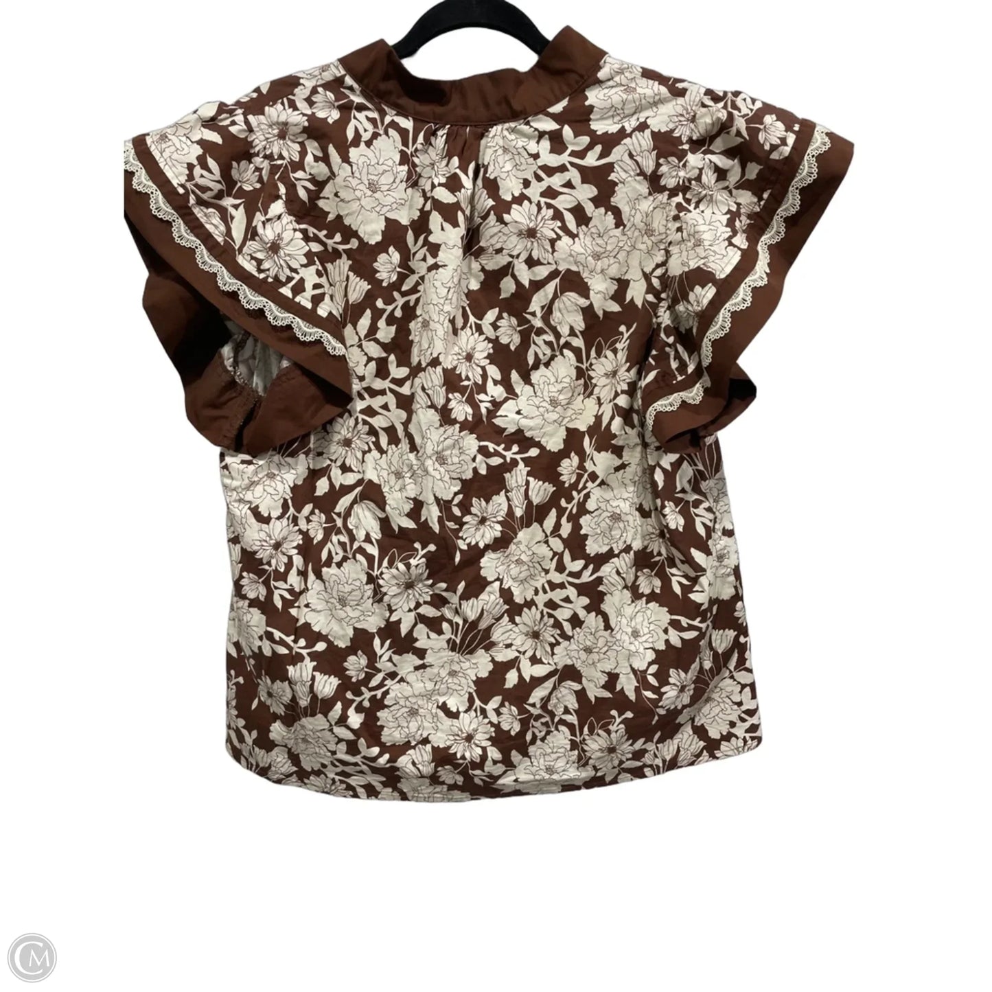 Blouse Short Sleeve By Entro In Brown & White, Size: Xl