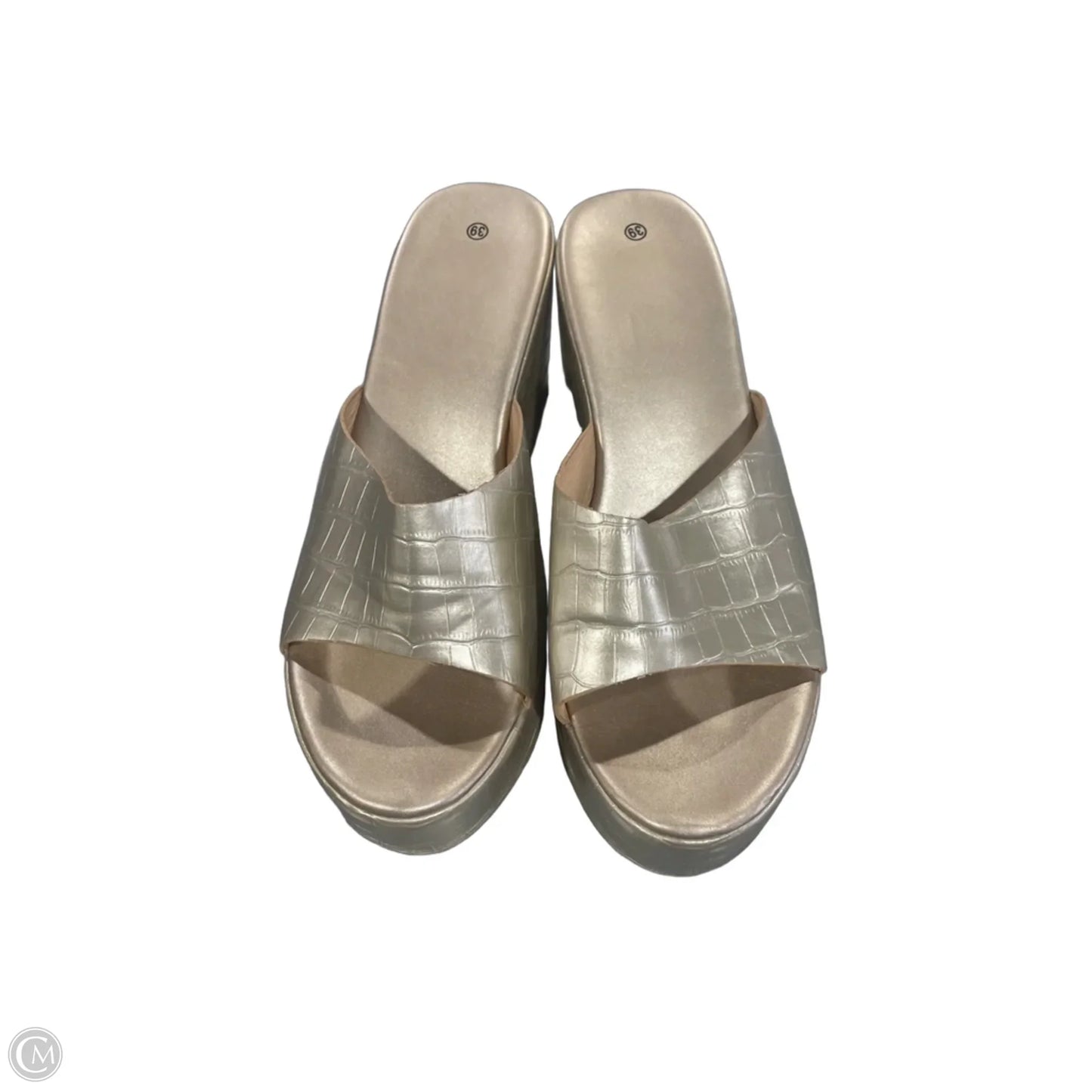 Sandals Heels Platform By Clothes Mentor In Gold, Size: 7.5