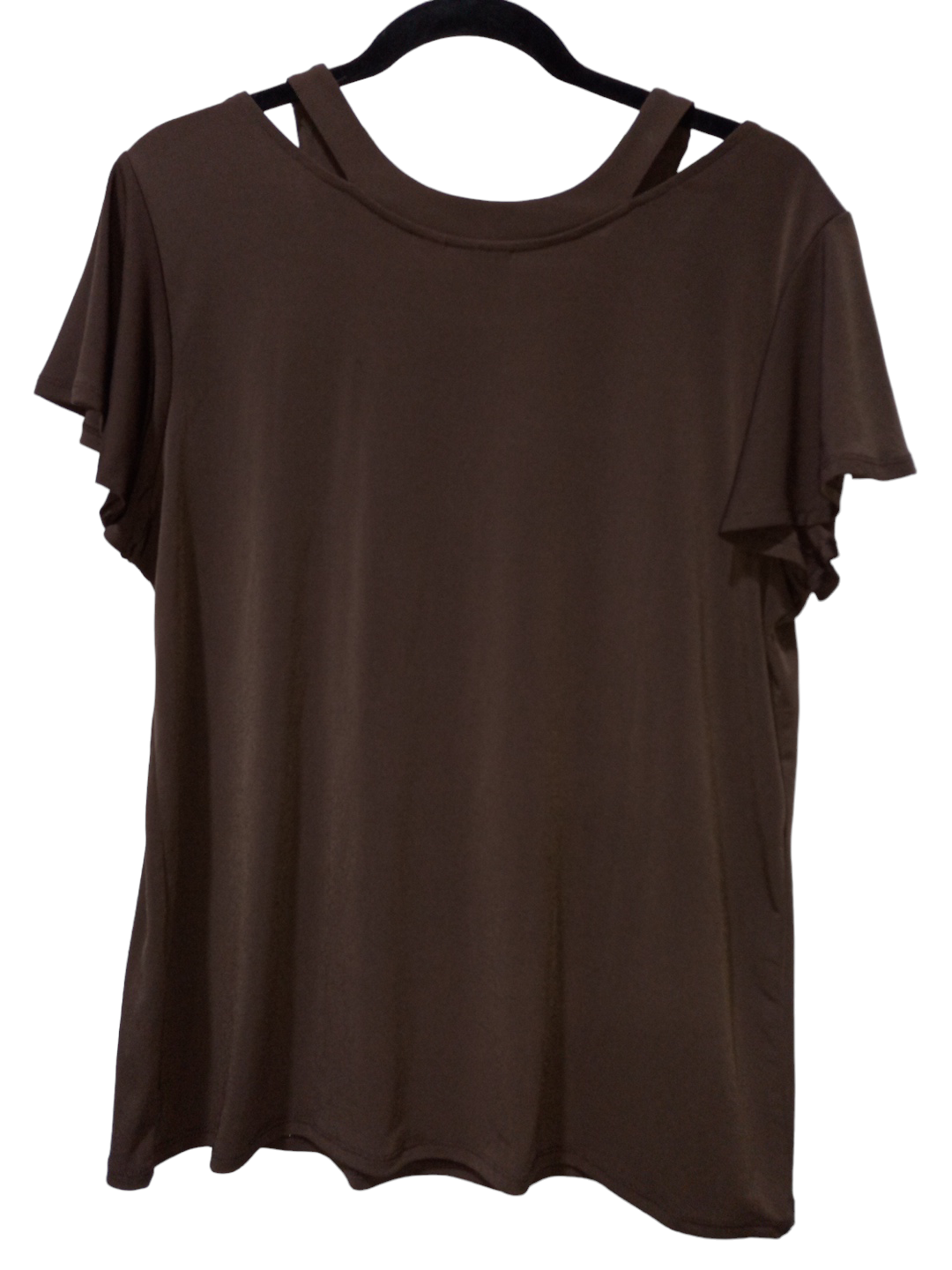 Brown Blouse Short Sleeve Chicos, Size Xxl