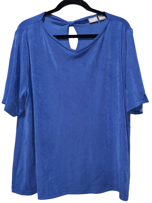 Blue Blouse Short Sleeve Chicos, Size Xxl