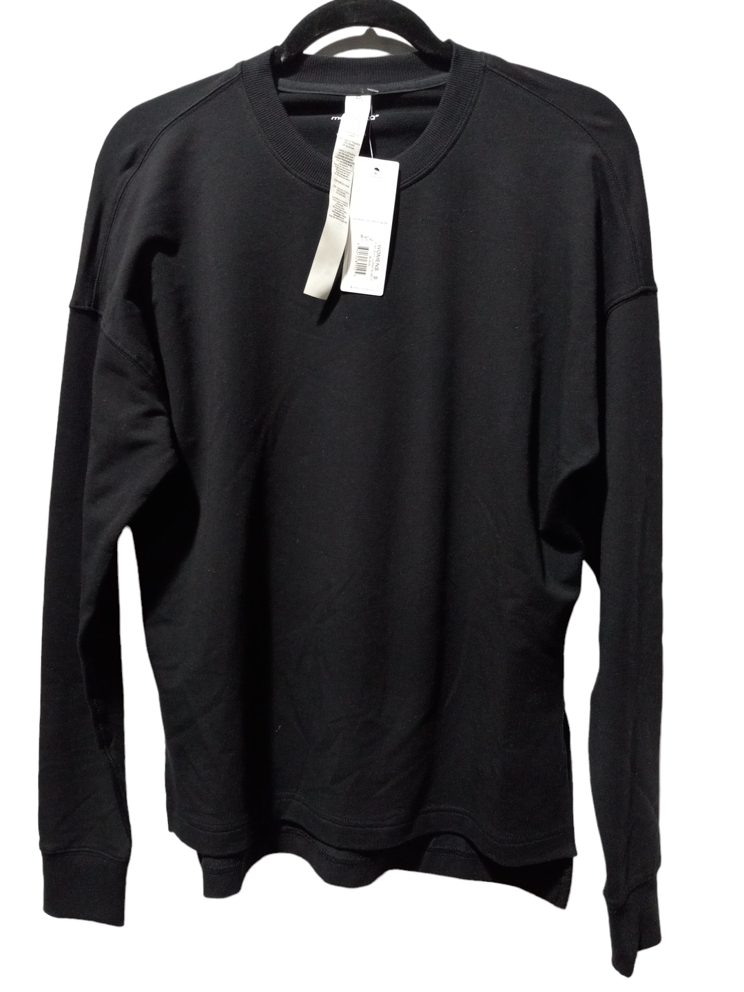 Black Athletic Top Long Sleeve Crewneck Clothes Mentor, Size S