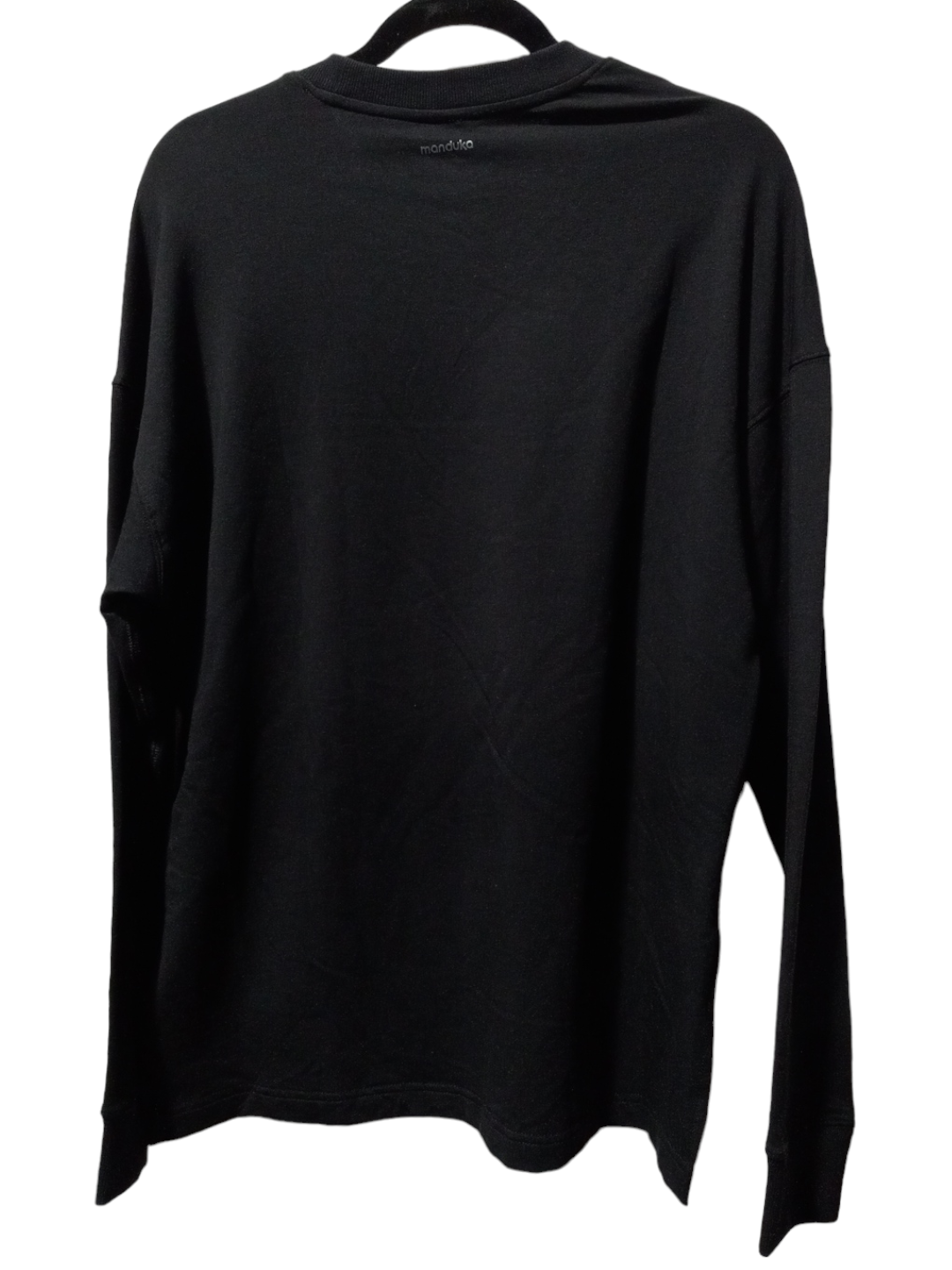 Black Athletic Top Long Sleeve Crewneck Clothes Mentor, Size L