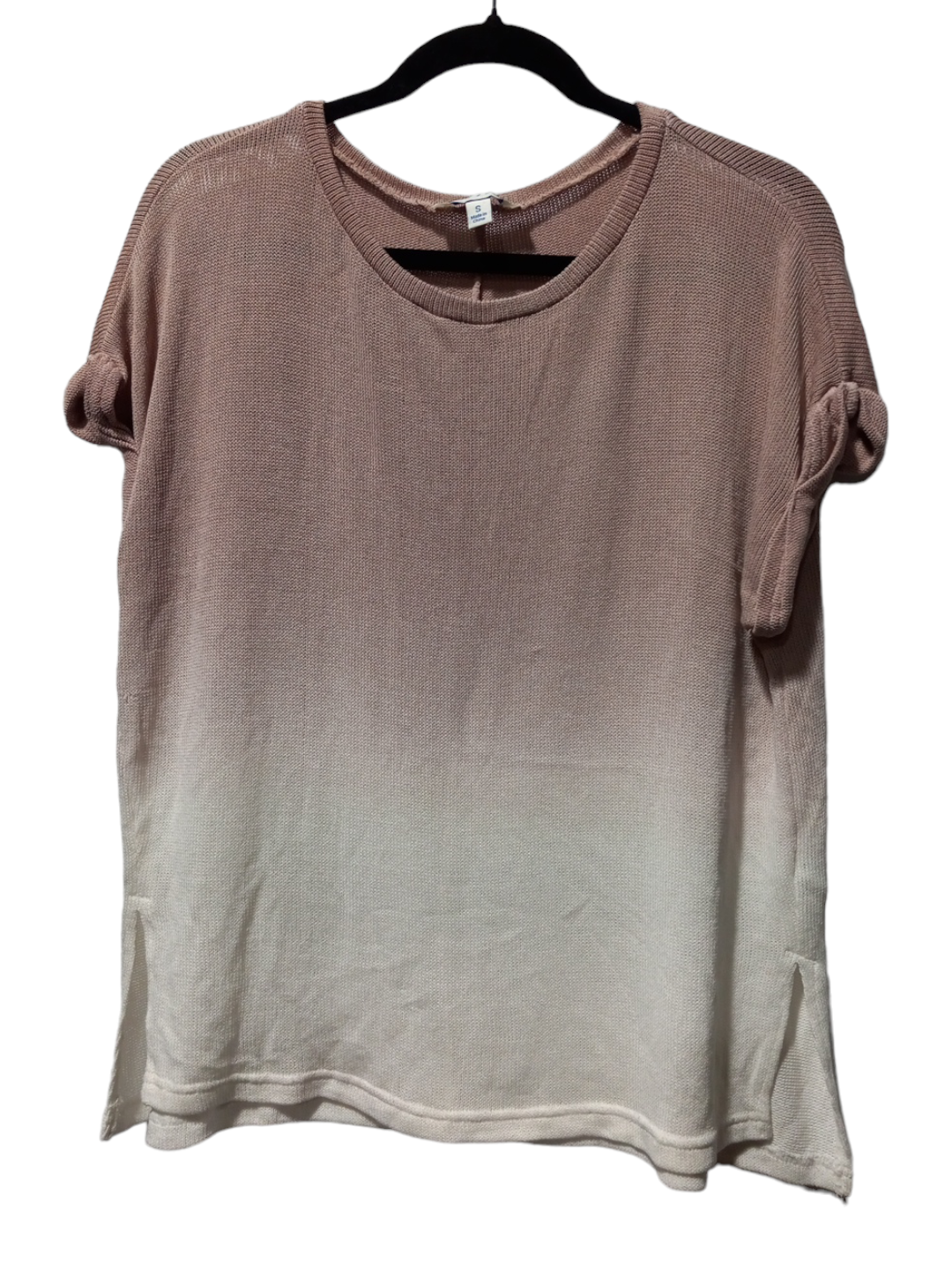 Tan & White Top Short Sleeve She + Sky, Size S