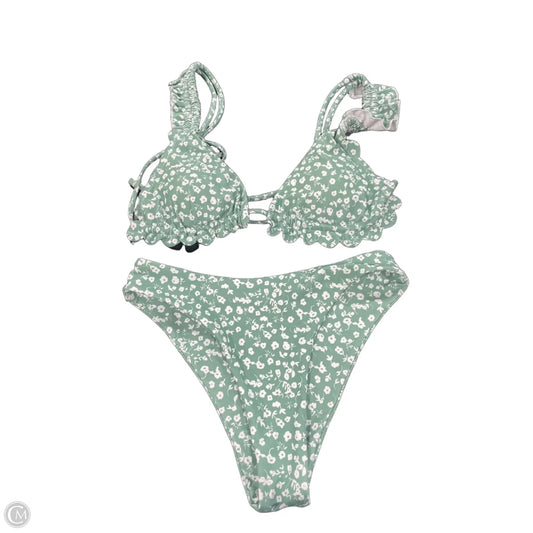 Swimsuit 2pc By Clothes Mentor In Green & White, Size: S