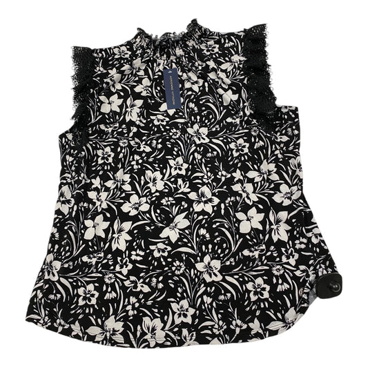 Blouse Sleeveless By Adrienne Vittadini In Black & White, Size: Xl