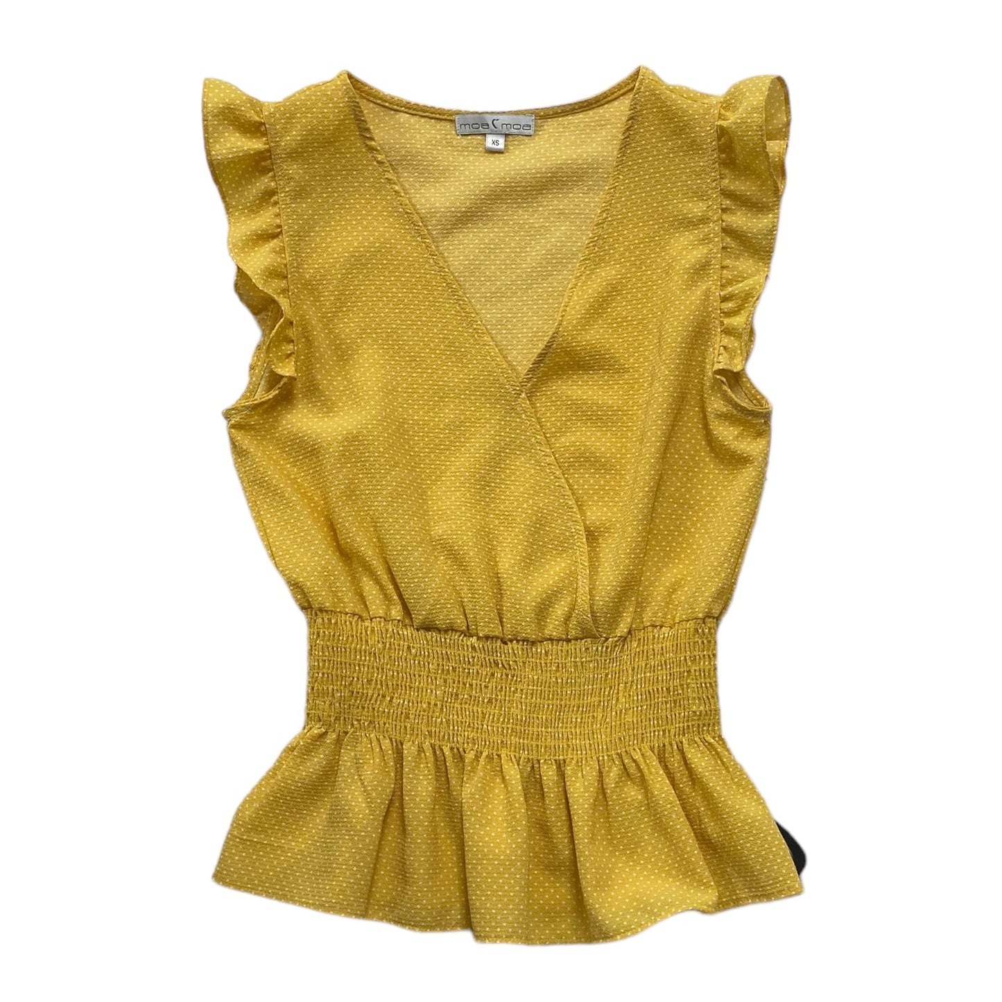 White & Yellow Top Sleeveless Moa Moa, Size Xs