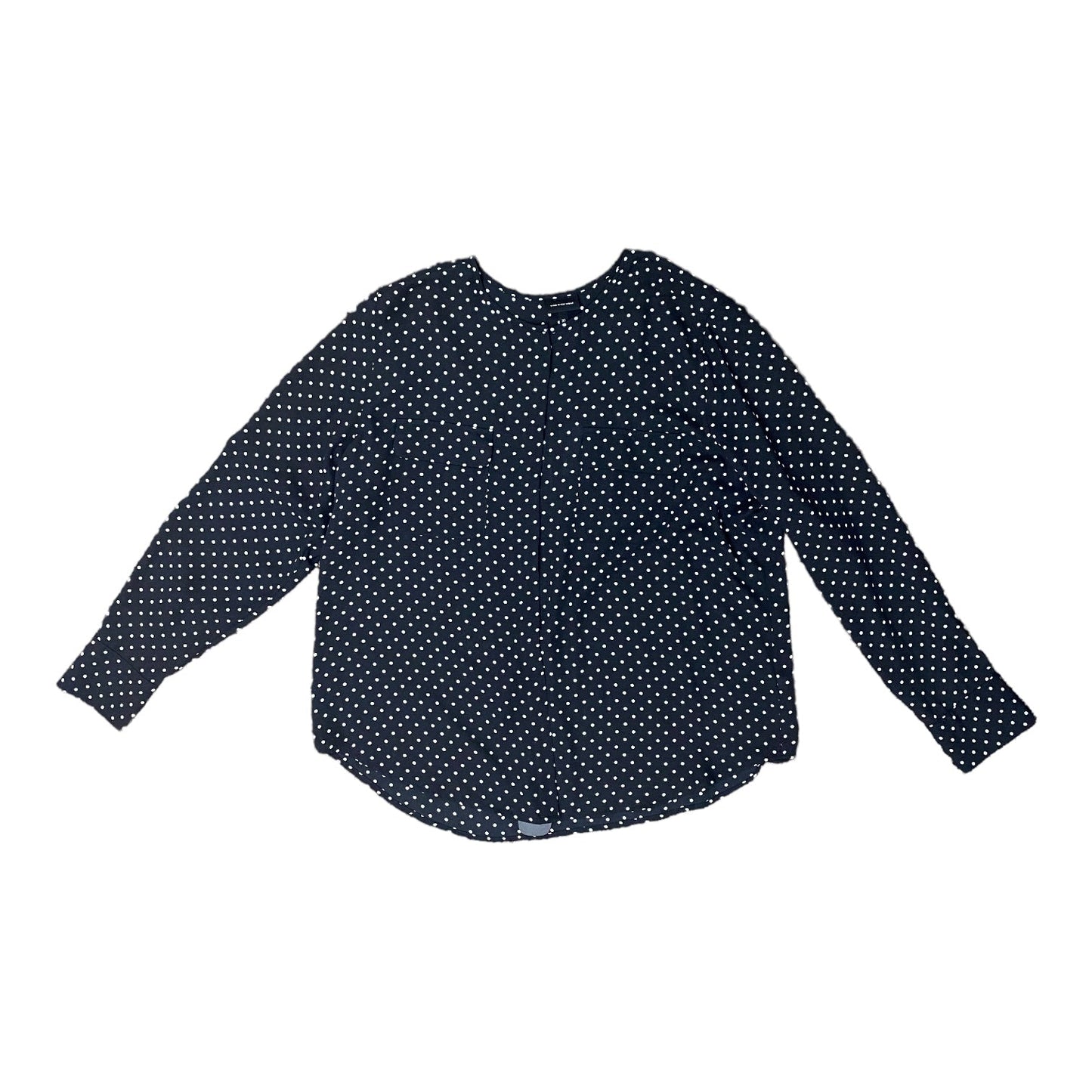 Polkadot Pattern Top Long Sleeve Who What Wear, Size Xl