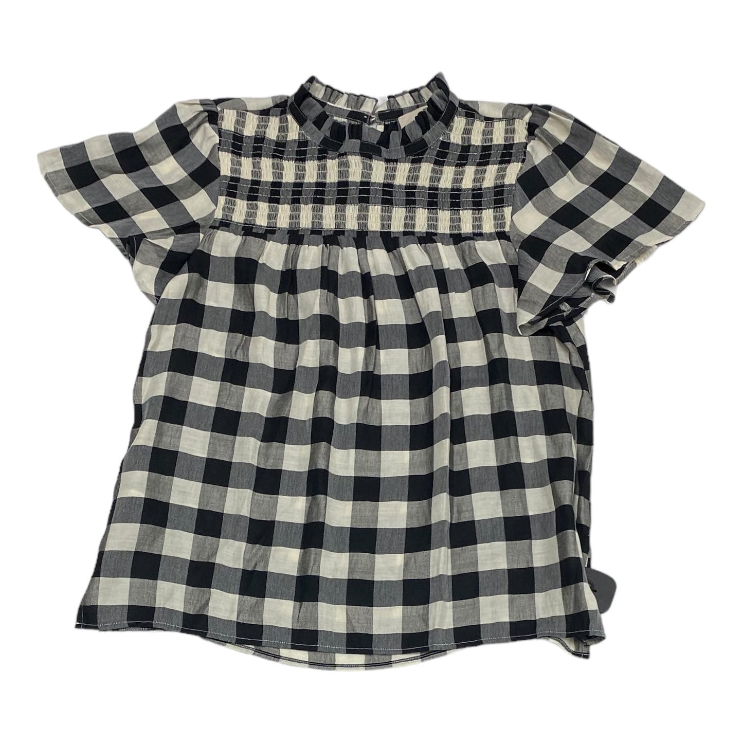 Checkered Pattern Top Short Sleeve Loft, Size S