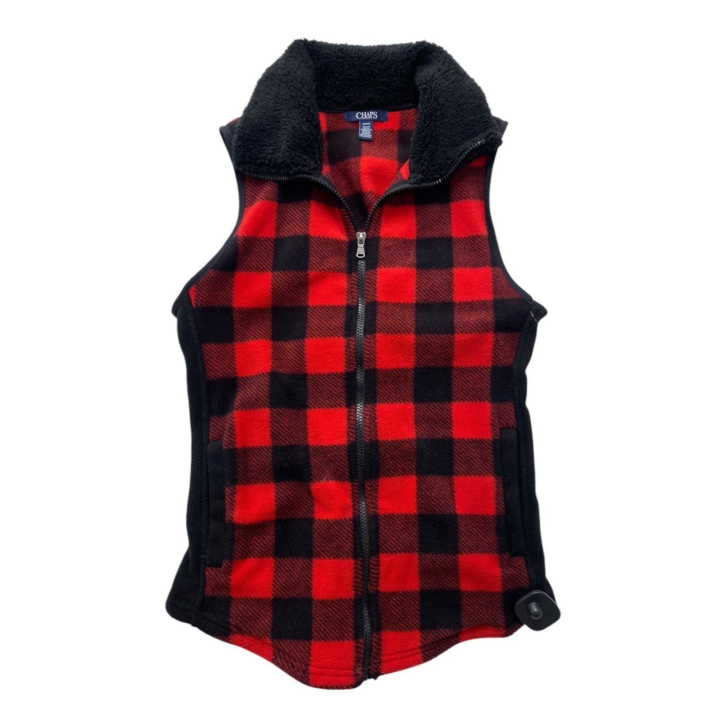 Vest Fleece By Chaps In Black & Red, Size: S