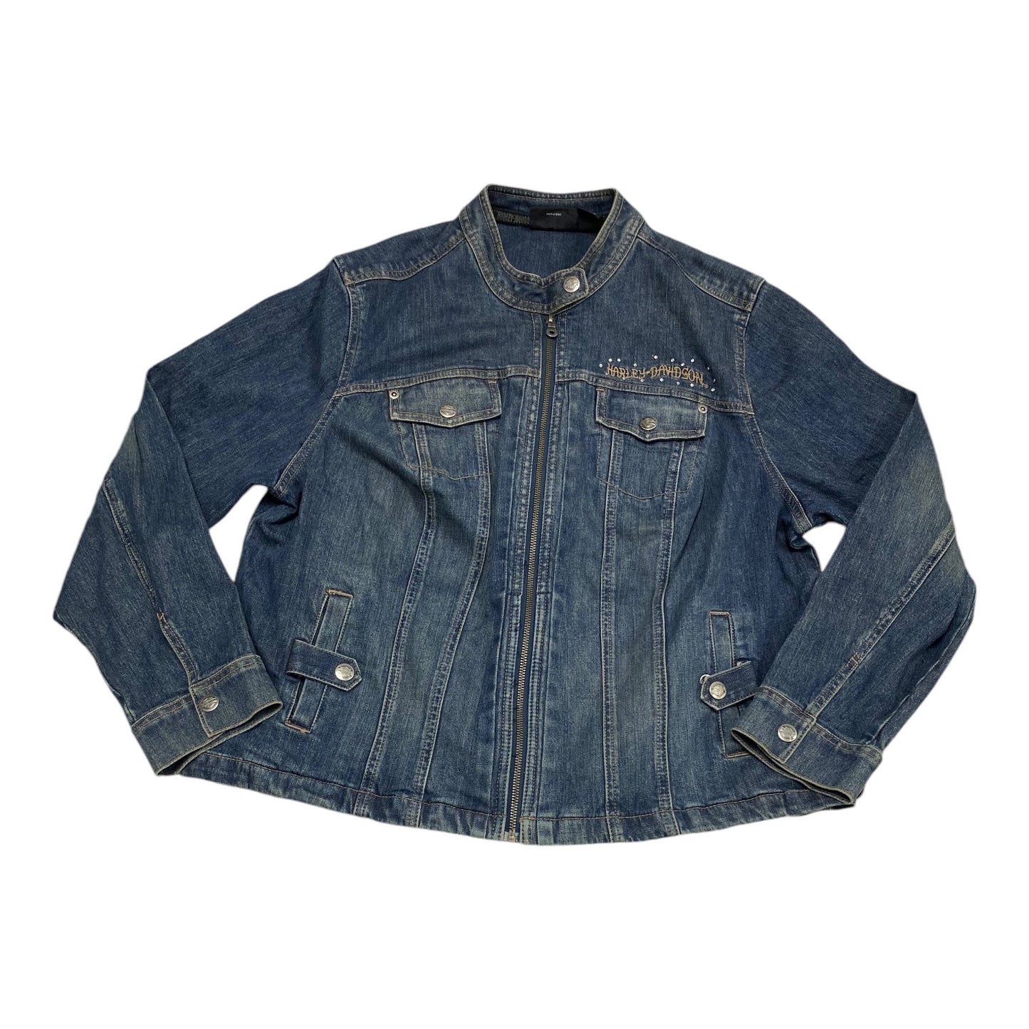 Jacket Denim By Harley Davidson In Blue Denim, Size: 2x