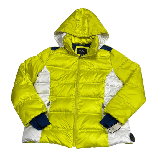 Coat Puffer & Quilted By Nautica In White & Yellow, Size: Xl