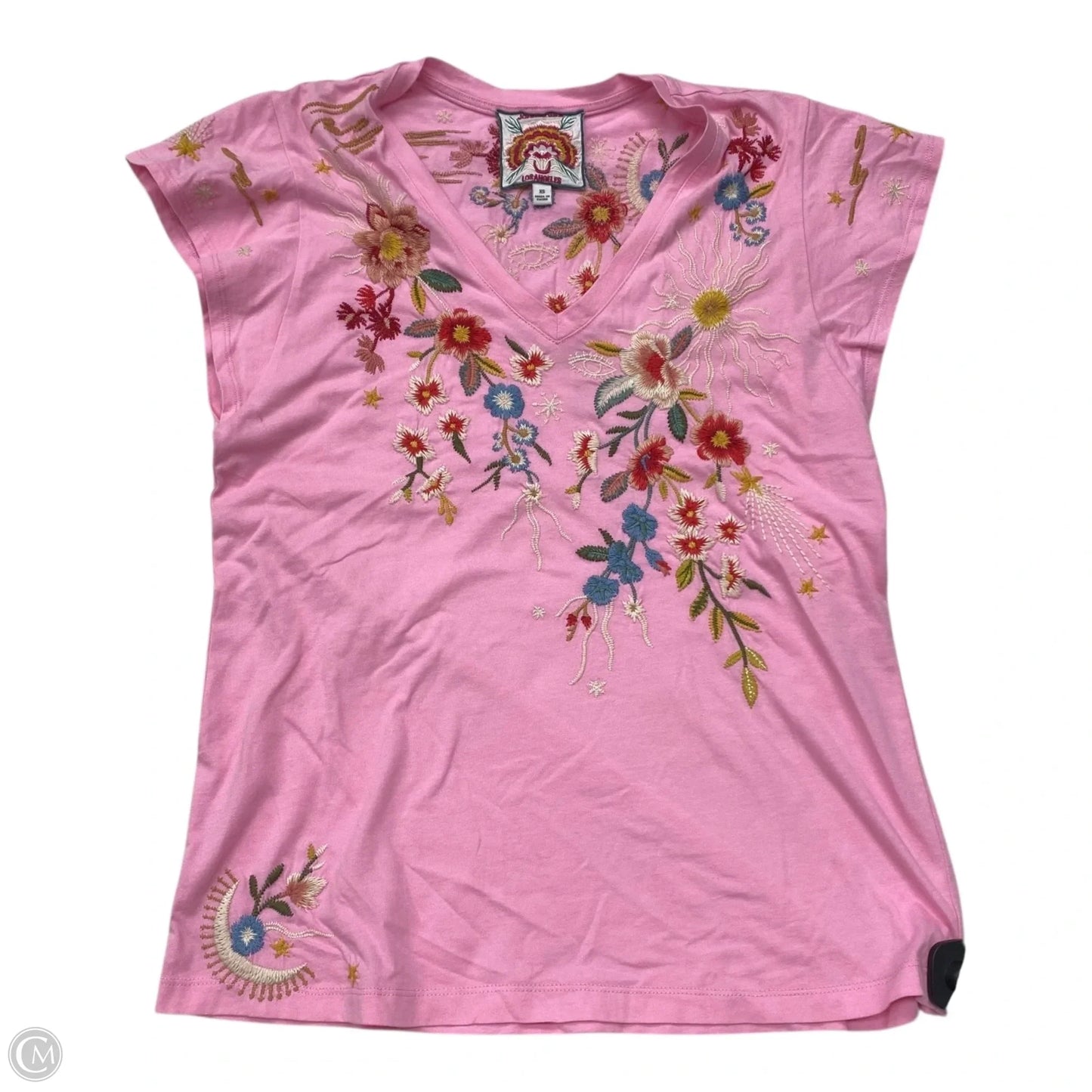Top Short Sleeve Designer By Johnny Was In Pink, Size: Xs
