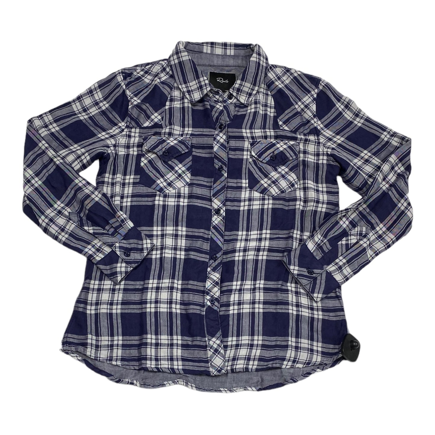 Top Long Sleeve By Rails In Plaid Pattern, Size: M