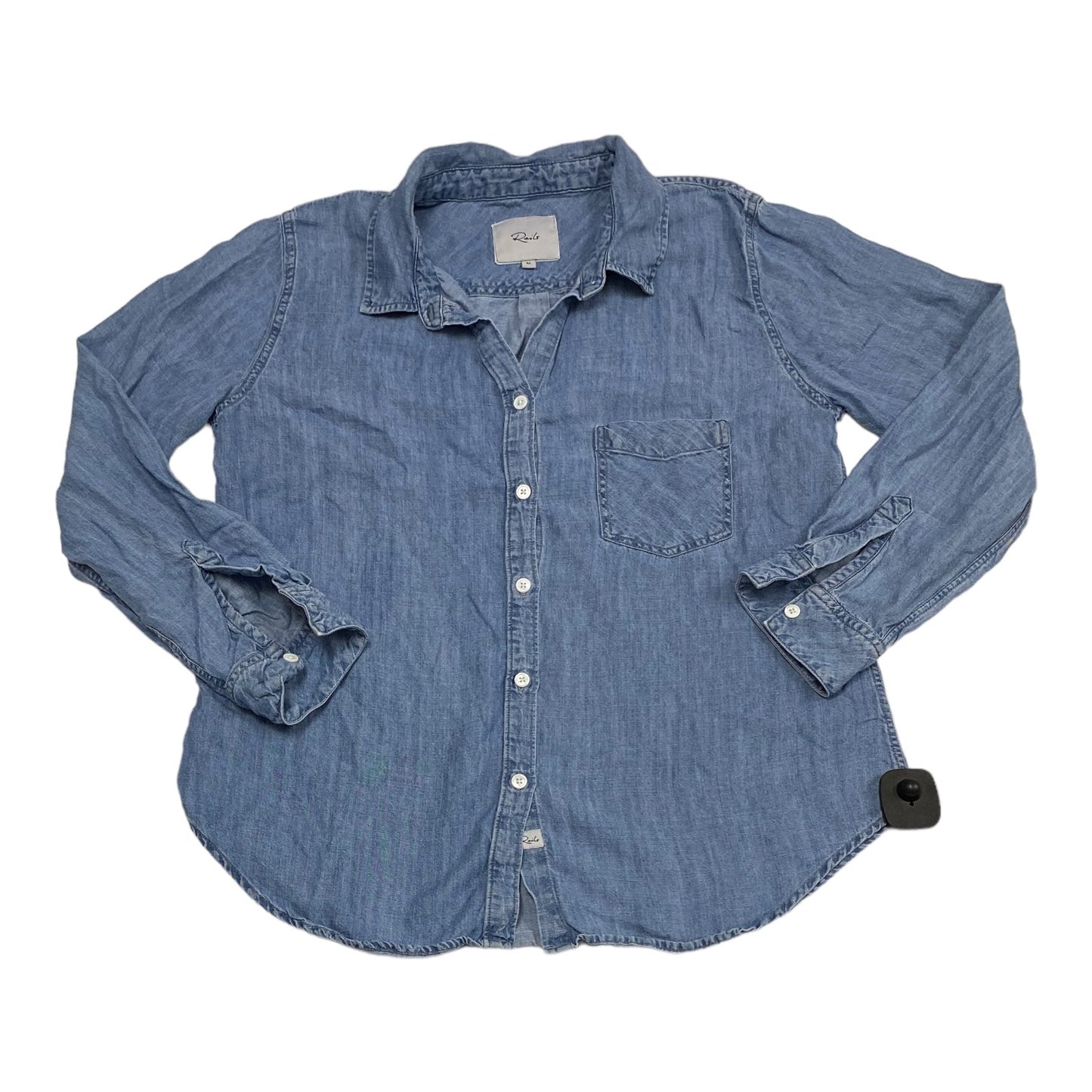 Top Long Sleeve By Rails In Blue Denim, Size: M