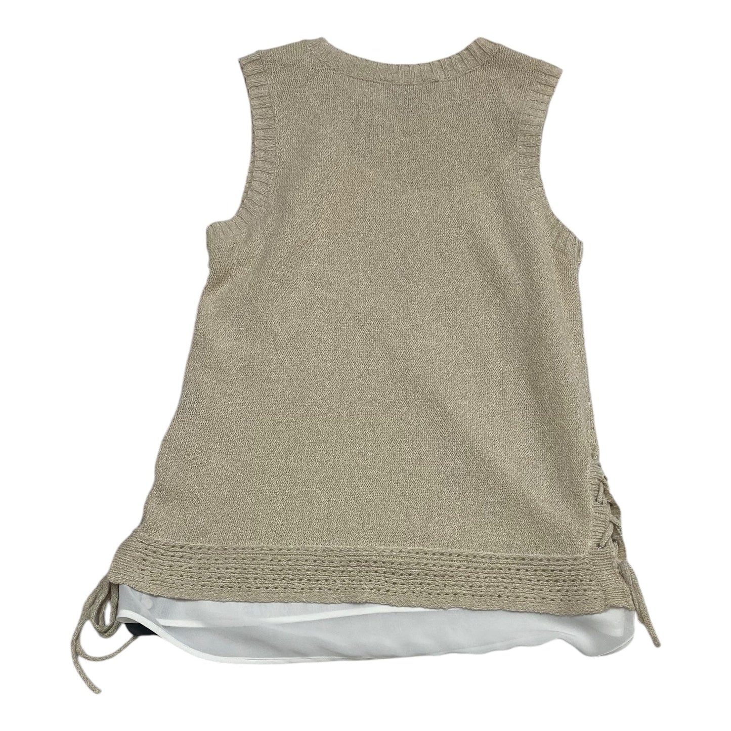 Top Sleeveless By Simply Vera In Tan & White, Size: S