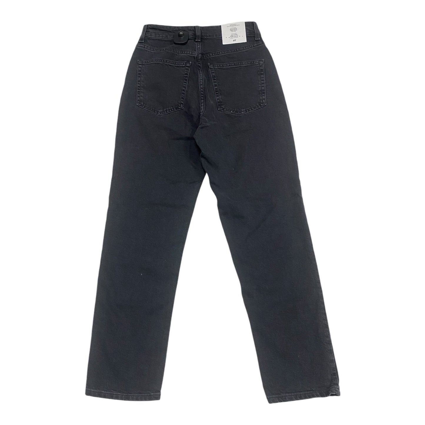 Jeans Straight By H&m In Black Denim, Size: 4