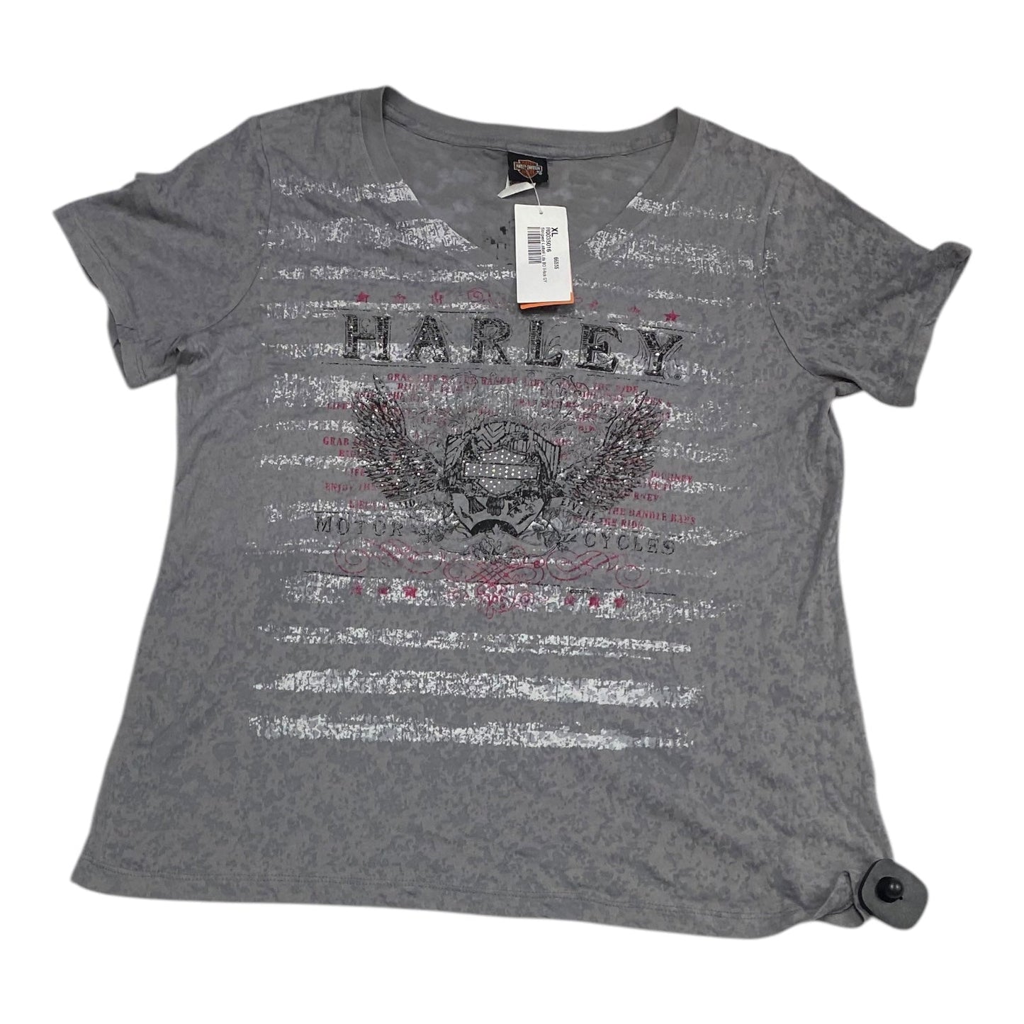 Top Short Sleeve By Harley Davidson In Grey, Size: Xl