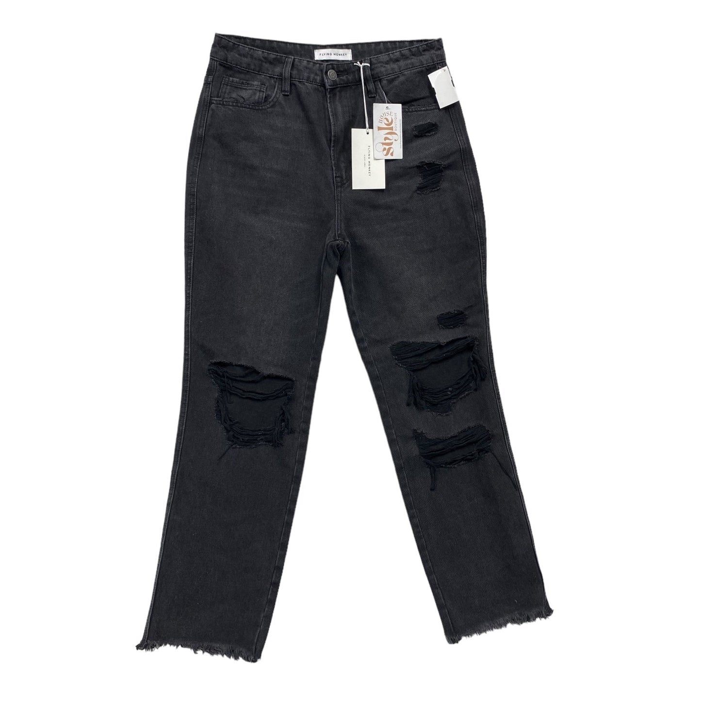 Black Denim Jeans Boyfriend Flying Monkey, Size 8