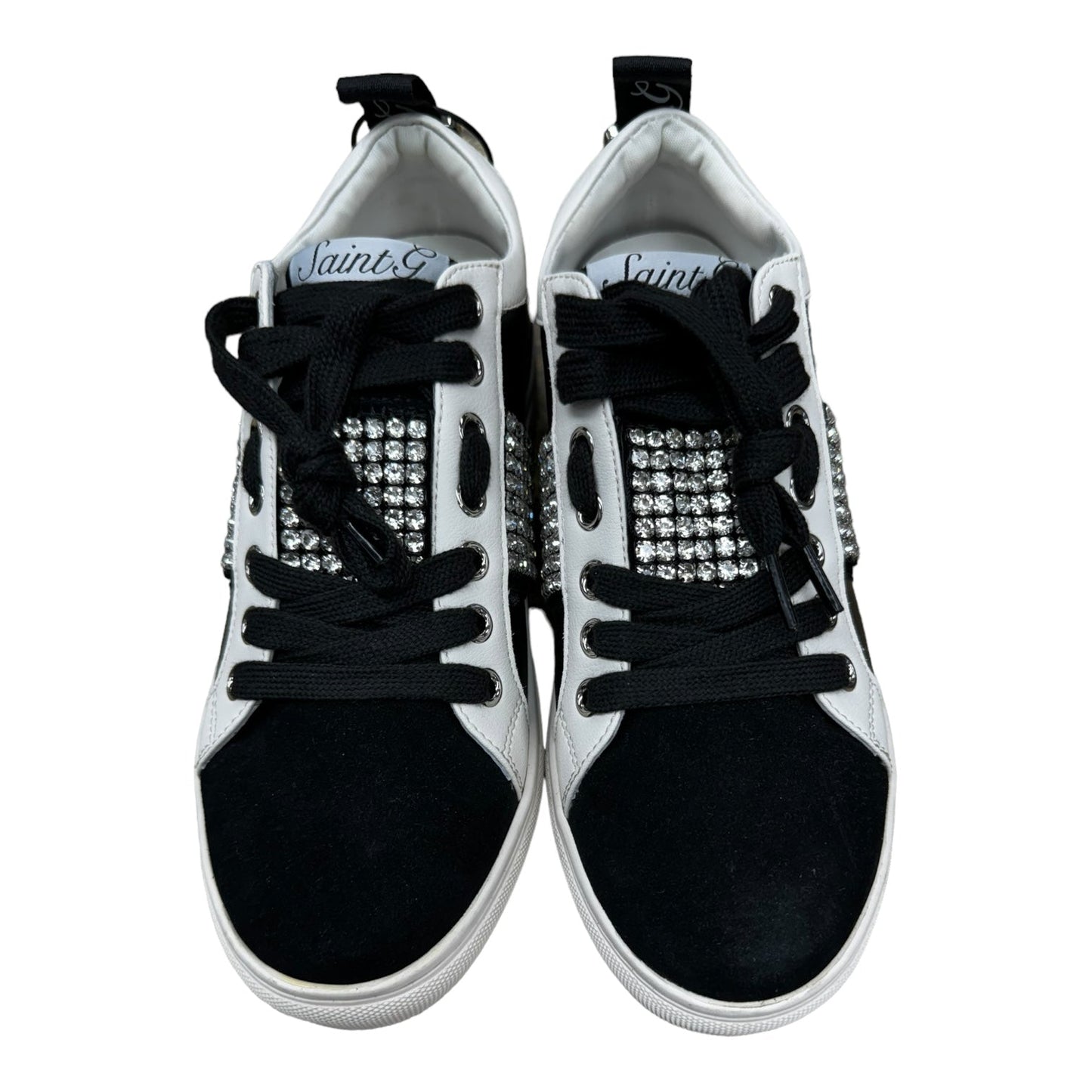 Designer Black & White Shoes Sneakers Saint G, Size 7