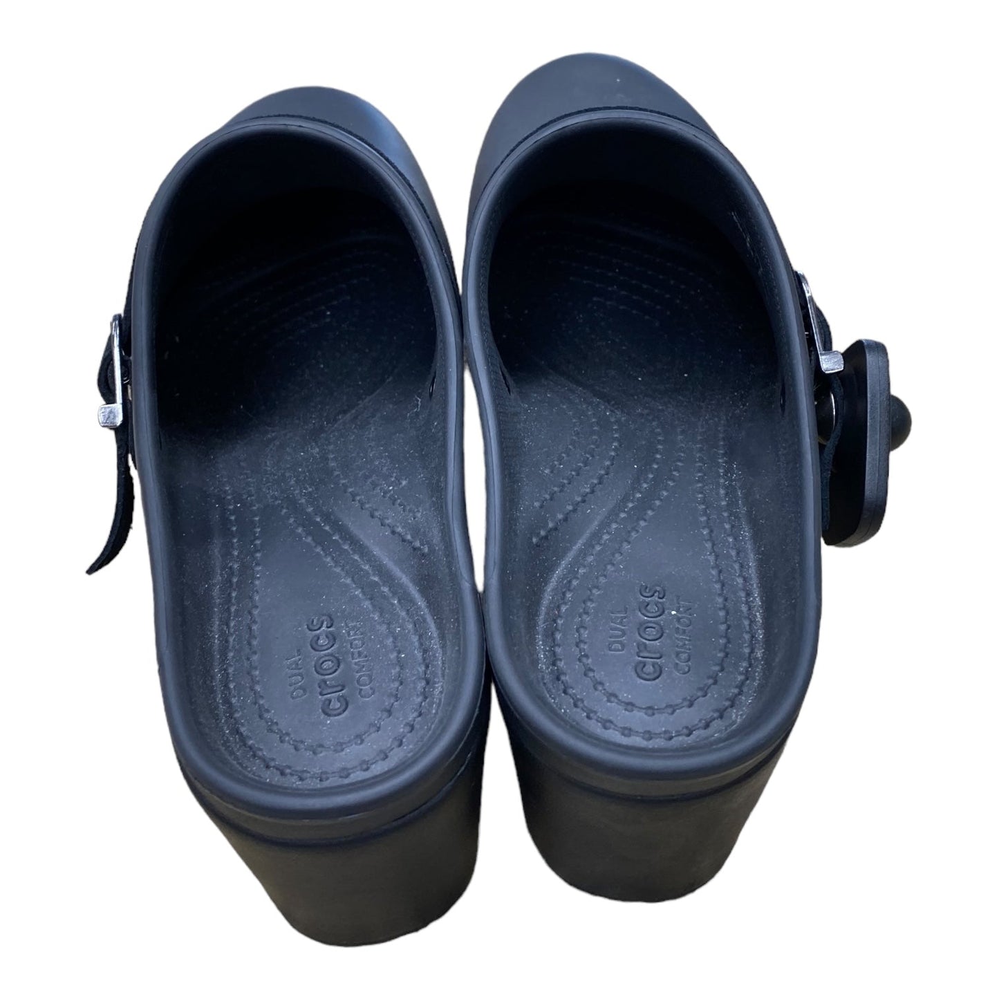 Black Shoes Heels Block Crocs, Size 11