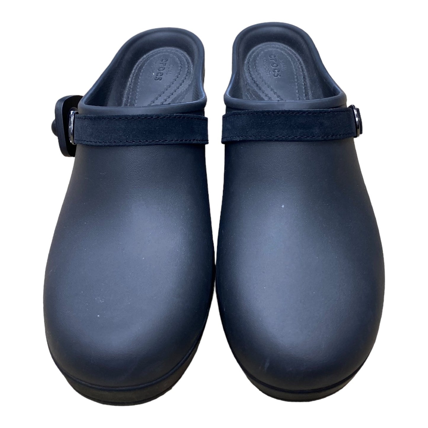 Black Shoes Heels Block Crocs, Size 11